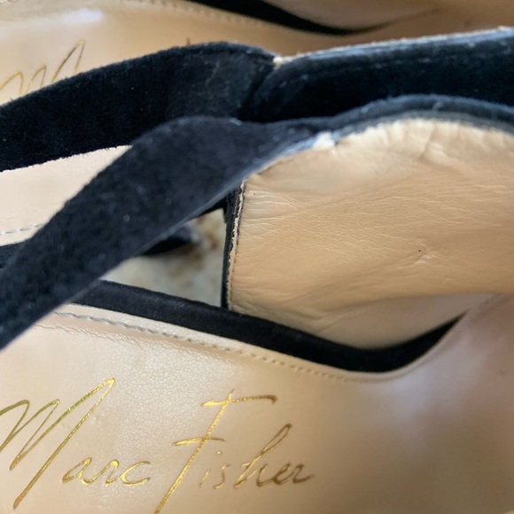 Black suede open toe pumps - Picture 3 of 4